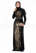 Siyah Tesettür Abiye Elbise S3694