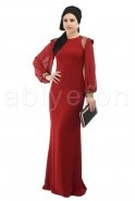 Bordo Tesettür Abiye Elbise S3544