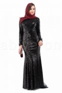 Siyah Payet Tesettür Abiye Elbise M1392
