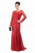 Kırmızı Payet Tesettür Abiye Elbise M1384
