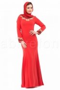 Kırmızı Tesettür Abiye Elbise C6068