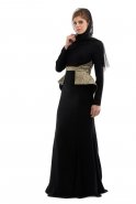 Siyah Tesettür Abiye Elbise S3680