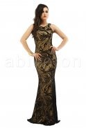 Uzun Gold Abiye Elbise F1103