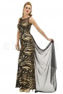Uzun Gold Abiye Elbise S3761