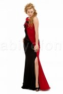 Siyah-Kırmızı Göğüs Kısmı Modelli Abiye Elbise C6010
