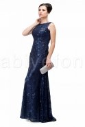 Komple Pul Sırt Modelli Lacivert Uzun Abiye Elbise M1362