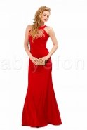 Sırt Dekolteli Uzun Kırmızı Abiye Elbise F628