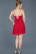Kırmızı Sırt Dekolteli Şifon Elbise ABK001