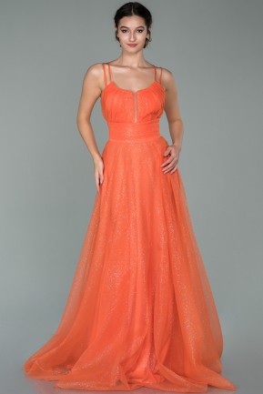 Orange Sim Detaylı Prenses Abiye Elbise ABU1450