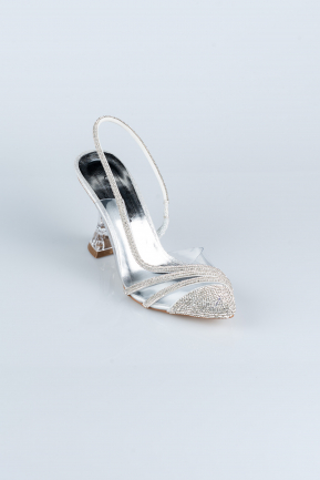 Gümüş Taşlı Abiye Ayakkabı MJ1057