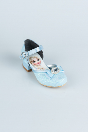 Buz Mavisi Elsalı Simli Kız Çocuk Abiye Ayakkabısı HR001
