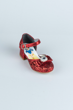 Kırmızı Pamuk Prenses Pullu Kız Çocuk Abiye Ayakkabısı HR002