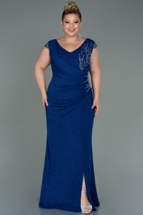Long Sax Blue Plus Size Evening Dress ABU2438
