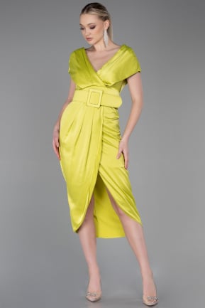 Midi Pistachio Green Satin Invitation Dress ABK1888