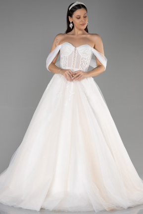 Длинное Свадебное Платье Белый ABG031