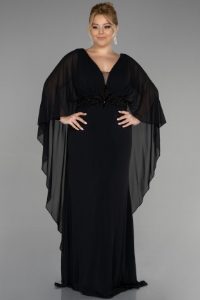 Вечернее платье большого размера Длинный Сифон Черный ABU3488