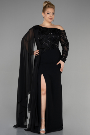 Вечернее платье большого размера Длинный Кружево Черный ABU3512