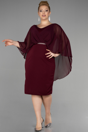Вечернее платье большого размера Миди Сифон Бордовый ABK1924