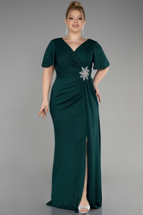 Long Emerald Green Formal Plus Size Dress ABU3645