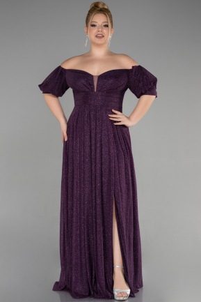 Вечернее платье большого размера Длинный Тёмно-пурпурный ABU3615