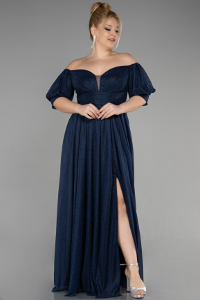 Вечернее платье большого размера Длинный Темно-синий ABU3615