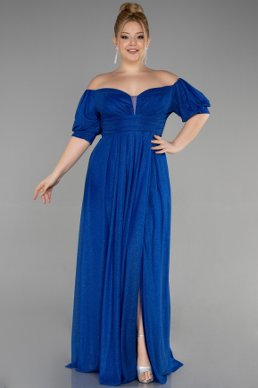 Long Sax Blue Plus Size Evening Dress ABU3615