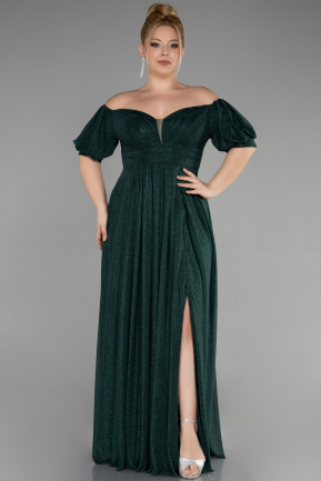 Вечернее платье большого размера Длинный Изумрудно-зеленый ABU3615