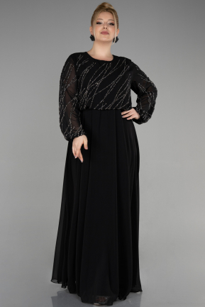 Long Black Chiffon Designer Plus Size Gowns ABU3652