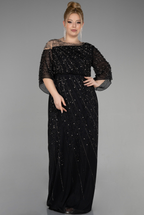Платье для помолвки большого размера Длинный Черный ABU3650