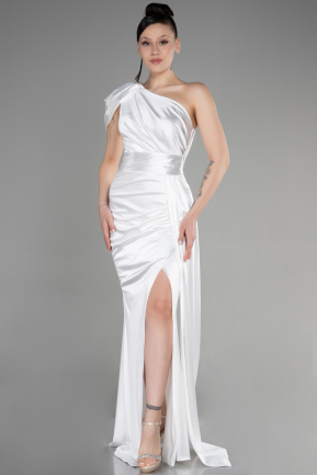 Длинное Выпускное Платье Белый ABU3325