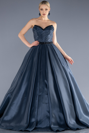 Navy Blue Long Haute Couture Dress ABU3596