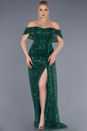 Long Emerald Green Scaly Evening Dress ABU3577