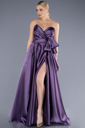 Long Lavender Satin Evening Dress ABU3674