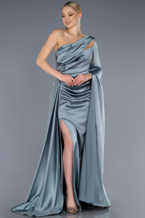 Turquoise Long Satin Evening Dress ABU3545