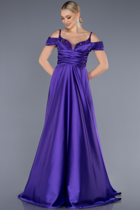 Вечерние Платья Длинный Атласный Пурпурный ABU3678