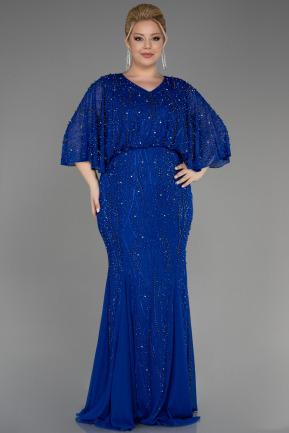 Платье для помолвки большого размера Длинный Ярко-синий ABU3732