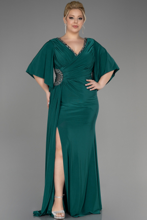 Long Emerald Green Plus Size Engagement Dress ABU3841