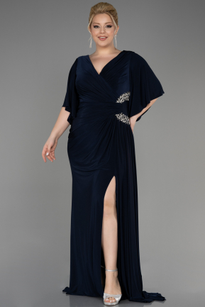 Платье для помолвки большого размера Длинный Темно-синий ABU3736