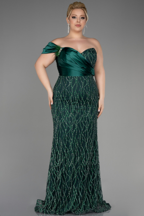 Платье для помолвки большого размера Длинный Изумрудно-зеленый ABU3739