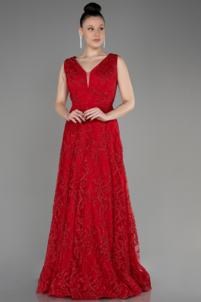 Red Long Plus Size Evening Gown ABU3549