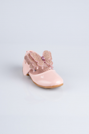 Pudra Kelebekli Rugan Kız Çocuk Abiye Ayakkabı MJ4001
