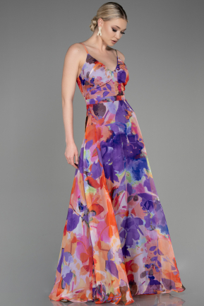 Long Purple Chiffon Prom Gown ABU3759