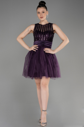 Платья на Выпускной Короткий Тёмно-пурпурный ABK2016