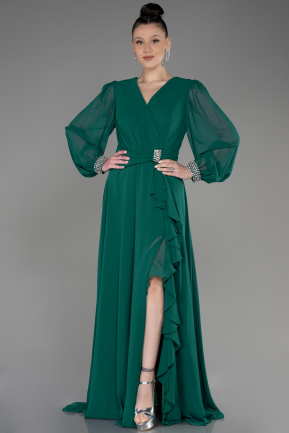 Длинное Шифоновое Вечернее Платье зелёный ABU3222