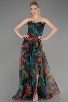 Длинное Вечернее Платье Очень цветной ABU3360