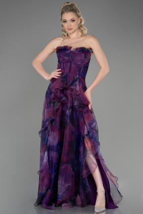 Длинное Вечернее Платье Пурпурный ABU3360