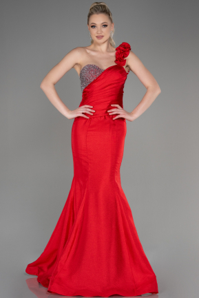 Abendkleid im Meerjungfrau-Stil Lang Rot ABU3524