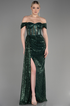 Long Emerald Green Scaly Evening Dress ABU3794