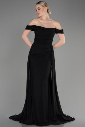 Long Black Chiffon Evening Dress ABU3802