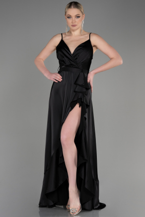 Long Black Satin Evening Dress ABU3807